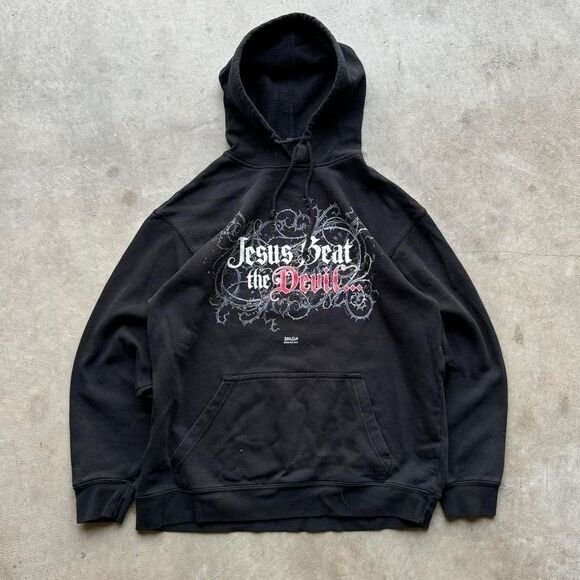 Vintage goth emo Jesus hoodie sweatshirt size medium